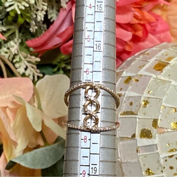 10k Yellow Gold 0.50 Carat Diamond Infinity Twist Double Row Open Band Ring - Picture 13 of 14